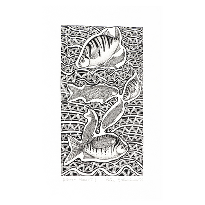 PETER B MORRISON | 'Kibim & Mullet I' Drawing | Pen and ink on archival paper