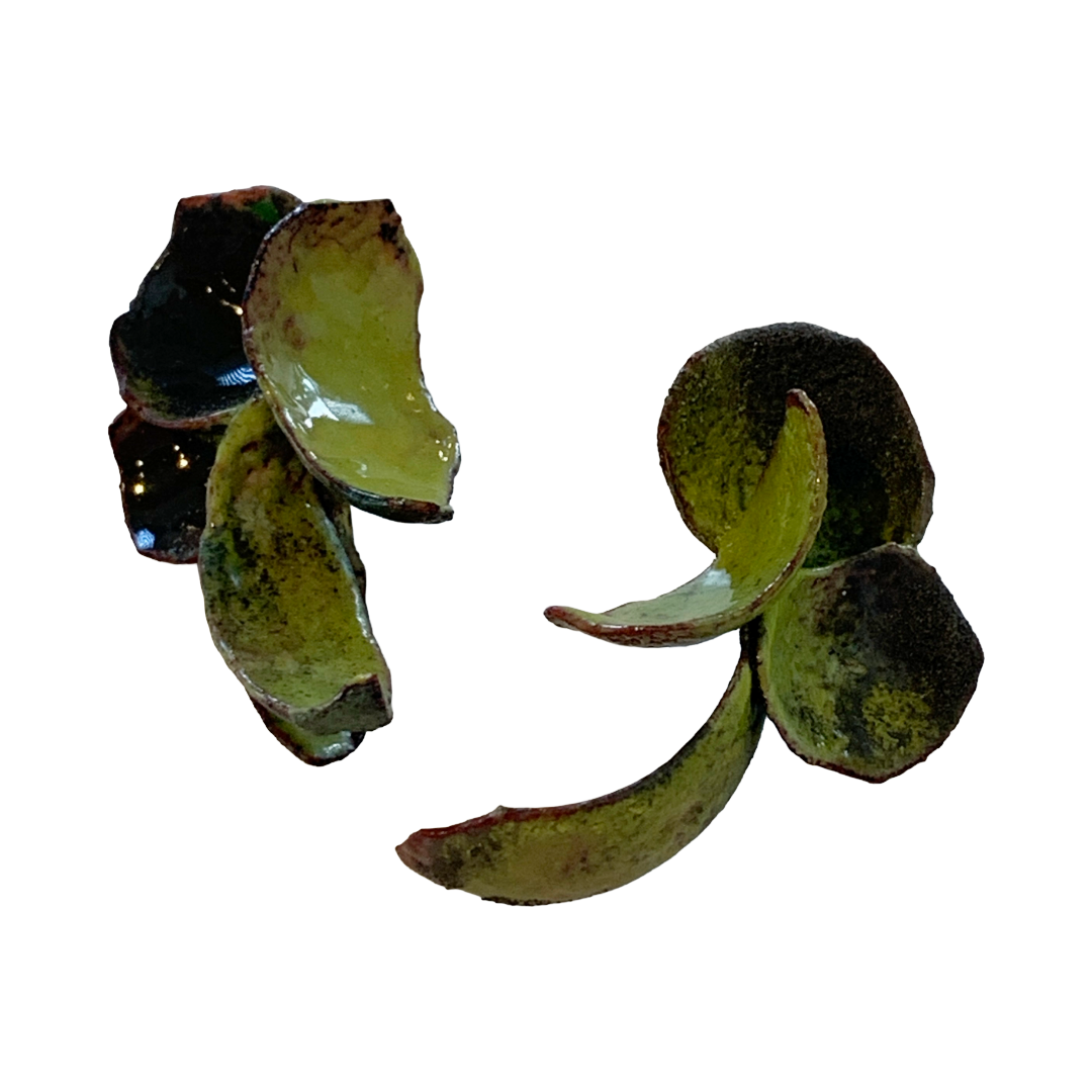 LOIS HAYES | ‘Shifting Contours - Earrings 3’ | 2025 | Enamel / recycled copper/ sterling silver