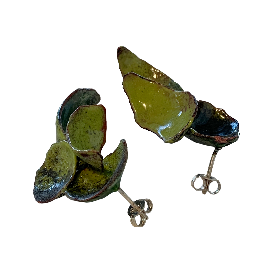 LOIS HAYES | ‘Shifting Contours - Earrings 3’ | 2025 | Enamel / recycled copper/ sterling silver