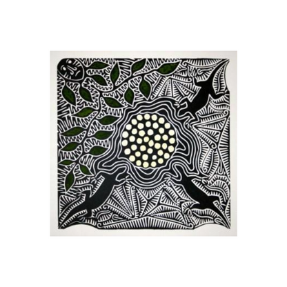 BILLY MISSI | 'Padha Ka Marngi (arriving for the nest)' |  Linocut print / hand-coloured