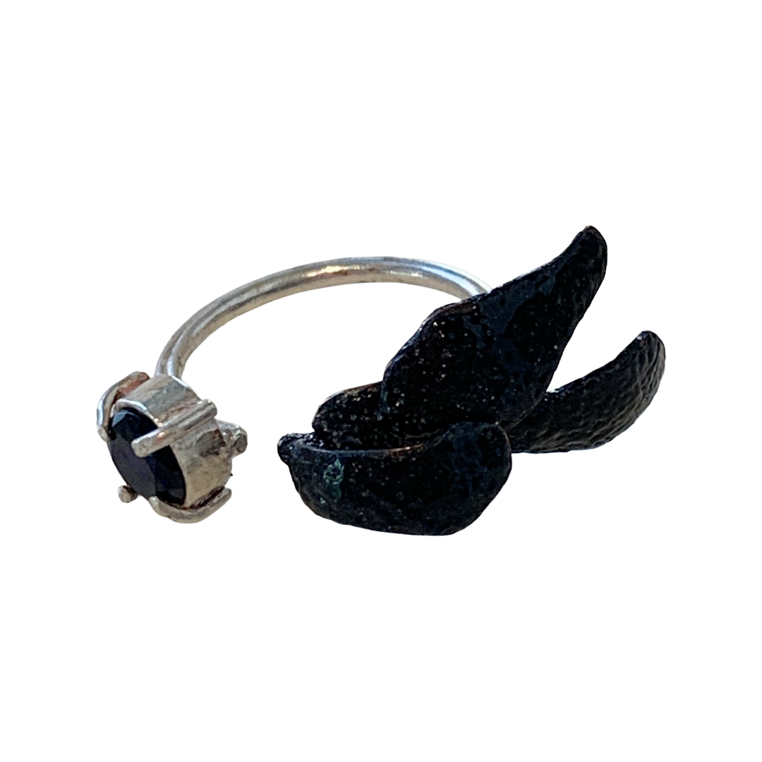 LOIS HAYES | ‘Shifting Contours - Ring 1’  | 2025 | Enamel / recycled copper/ sterling silver/ lab grown sapphire