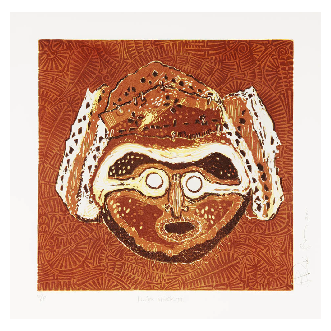 BRIAN ROBINSON | 'Ilan mask III' | Reduction linocut
