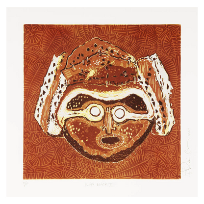 BRIAN ROBINSON | 'Ilan mask III' | Reduction linocut