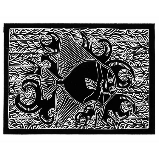 JOEL SAM | 'Long-finned Batfish' | Linocut