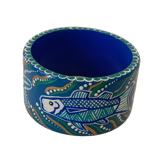 IRENE BOWYER | 'Barra (blue/green) Bangle' | Hand-painted wood
