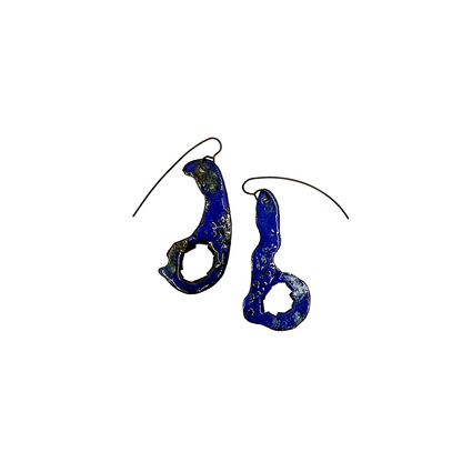 LOIS HAYES DESIGNS  | 'Autumn Collection – Earrings (4)’ | Oxidised sterling silver / blue-green enamel on copper