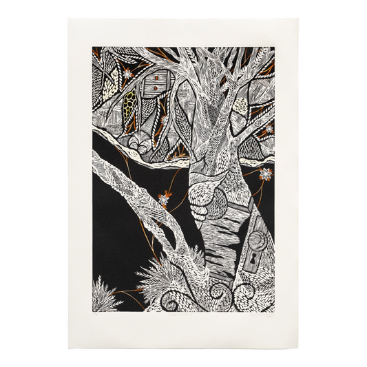 TAMIKA GRANT-IRAMU | 'Rosalie Place I' | Vinyl-cut Relief Print with hand coloured watercolour