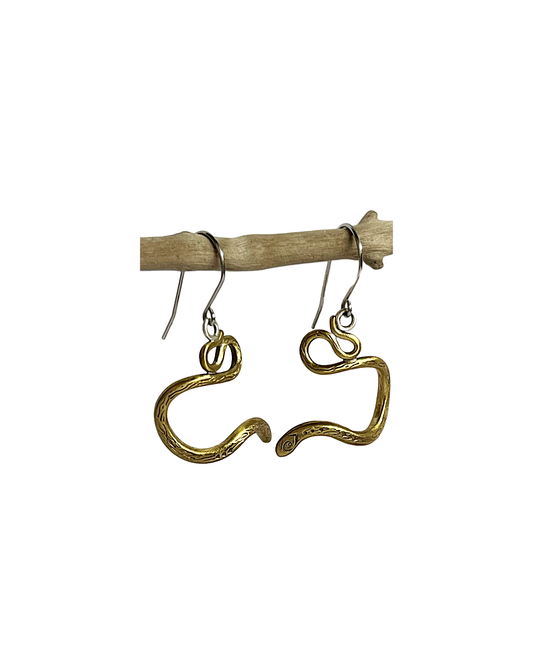 KATE HUNTER | 'Python Protect’ | Earrings | Brass / patina / 925 silver
