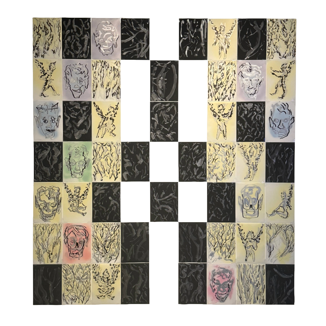 MARK MISIC | 'Elemental meme & fairies in the tree of life '  | 2025 | Mixed media on Yupo paper | H 2673 x W 1470 mm