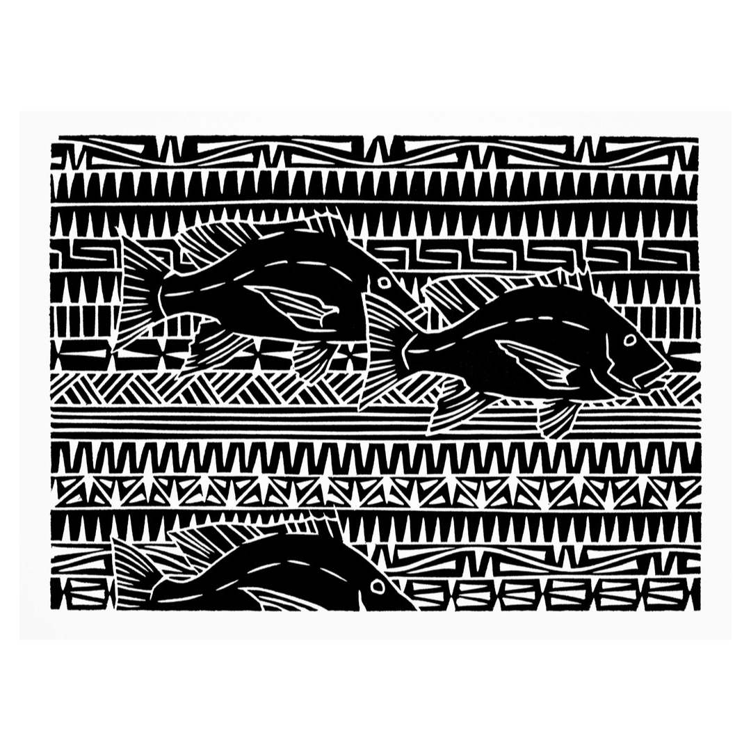 BRIAN ROBINSON | 'Red Emperor Motif' | Linocut Print