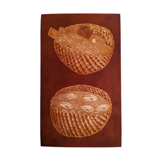 FIONA ELISALA-MOSBY | 'Lei: Aingu Zagethau Basket' | Etching
