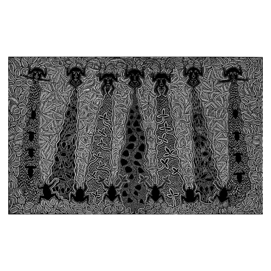 BILLY MISSI | 'Ari sulam ka (calling on the rain)' Linocut Print