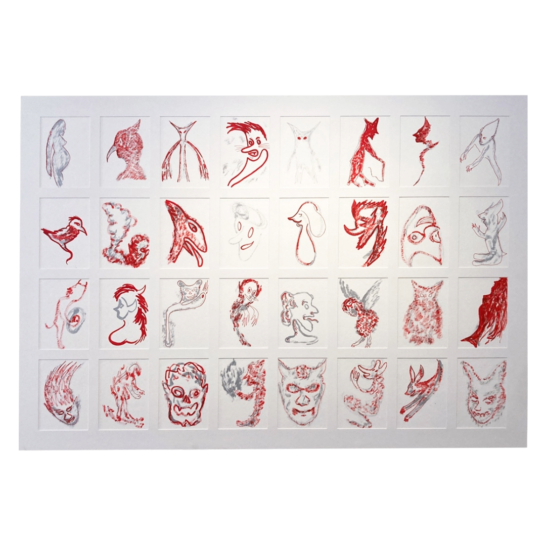 MARK MISIC | 'Spirits of the Red Rose' | 2024 | Mixed media on paper | H 680 x W 1184 mm