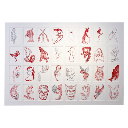 MARK MISIC | 'Spirits of the Red Rose' | 2024 | Mixed media on paper | H 680 x W 1184 mm