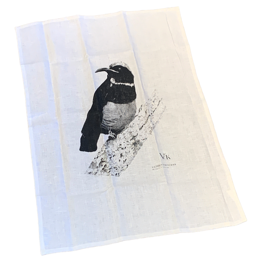 VALERIE KEENAN | ‘Victoria’s Rifle Bird” | Tea Towel | Printed Linen