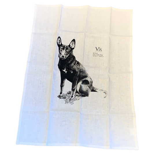 VALERIE KEENAN | ‘Black Dingo” | Tea Towel | Printed Linen