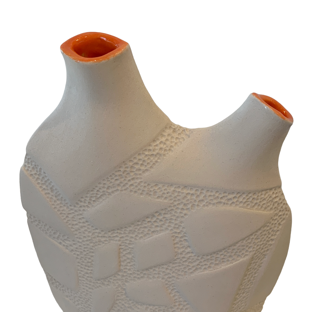 VICTORIA PARK | ‘Strangler Vessel (II)’ | Ceramic vessel + orange glaze