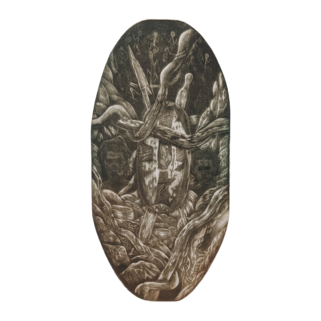 PAUL BONG | 'Where is our culture?' | 2019 | Mezzotint print