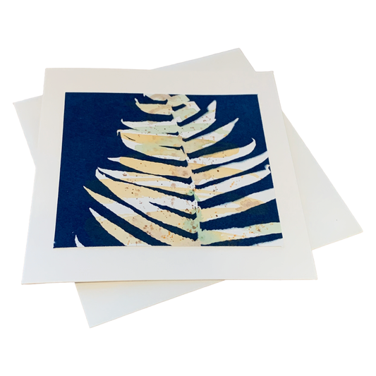 YASUE ASAI | ‘Fern – Orange/ Green' | Gift card | Hand-coloured Cyanotype
