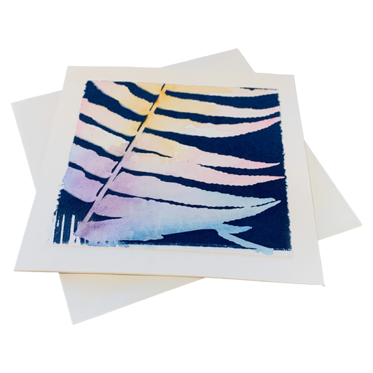 YASUE ASAI | ‘Fern – Pastel' | Gift card | Hand-coloured Cyanotype
