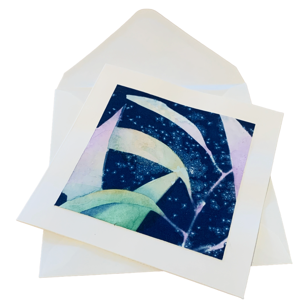 YASUE ASAI | ‘Gum Leaves' | Gift card | Hand-coloured Cyanotype