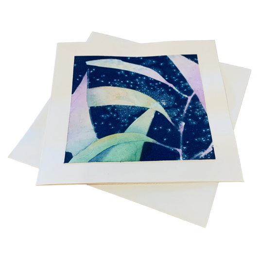 YASUE ASAI | ‘Gum Leaves' | Gift card | Hand-coloured Cyanotype