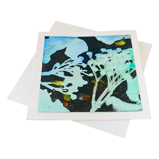 YASUE ASAI | ‘Florals – Blue/ Green' | Gift card | Hand-coloured Cyanotype