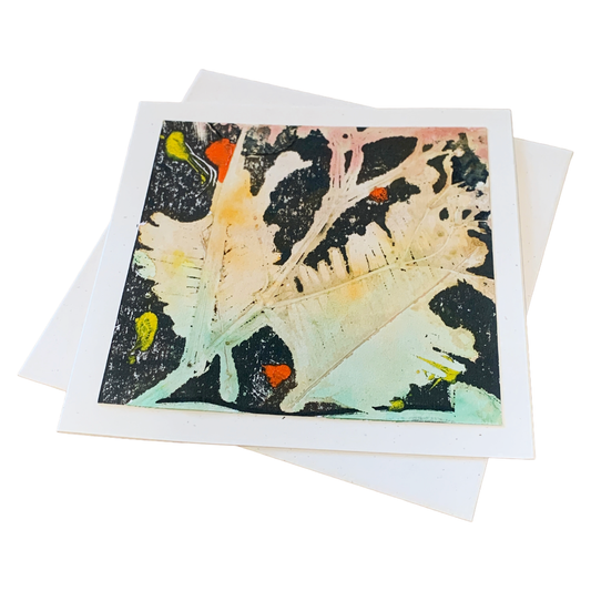 YASUE ASAI | ‘Forest Floor – Orange/ Green' | Gift card | Hand-coloured Cyanotype
