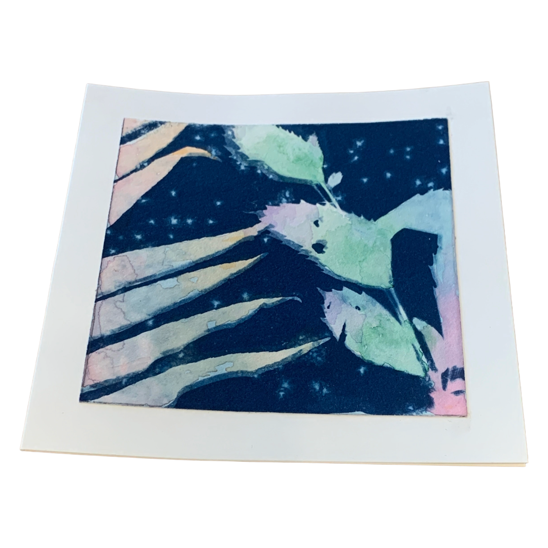 YASUE ASAI | ‘Purple/Green Leaf with Fern Gift card’ | 2026 | Hand-coloured Cyanotype | 14 x 14 cm
