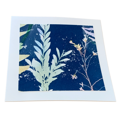 YASUE ASAI | ‘Leaf and Flower with Sparkle Gift card’ | 2026 | Hand-coloured Cyanotype