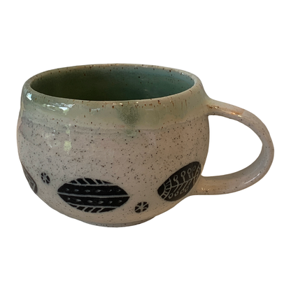 YASUE ASAI | ‘Sgraffito Leaf Green Mug' | 2026 | Wheel-thrown ceramic