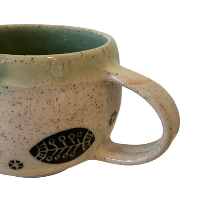YASUE ASAI | ‘Sgraffito Leaf Green Mug' | 2026 | Wheel-thrown ceramic