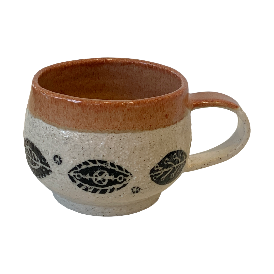 YASUE ASAI | ‘Sgraffito Leaf Orange Mug' | 2026 | Wheel-thrown ceramic
