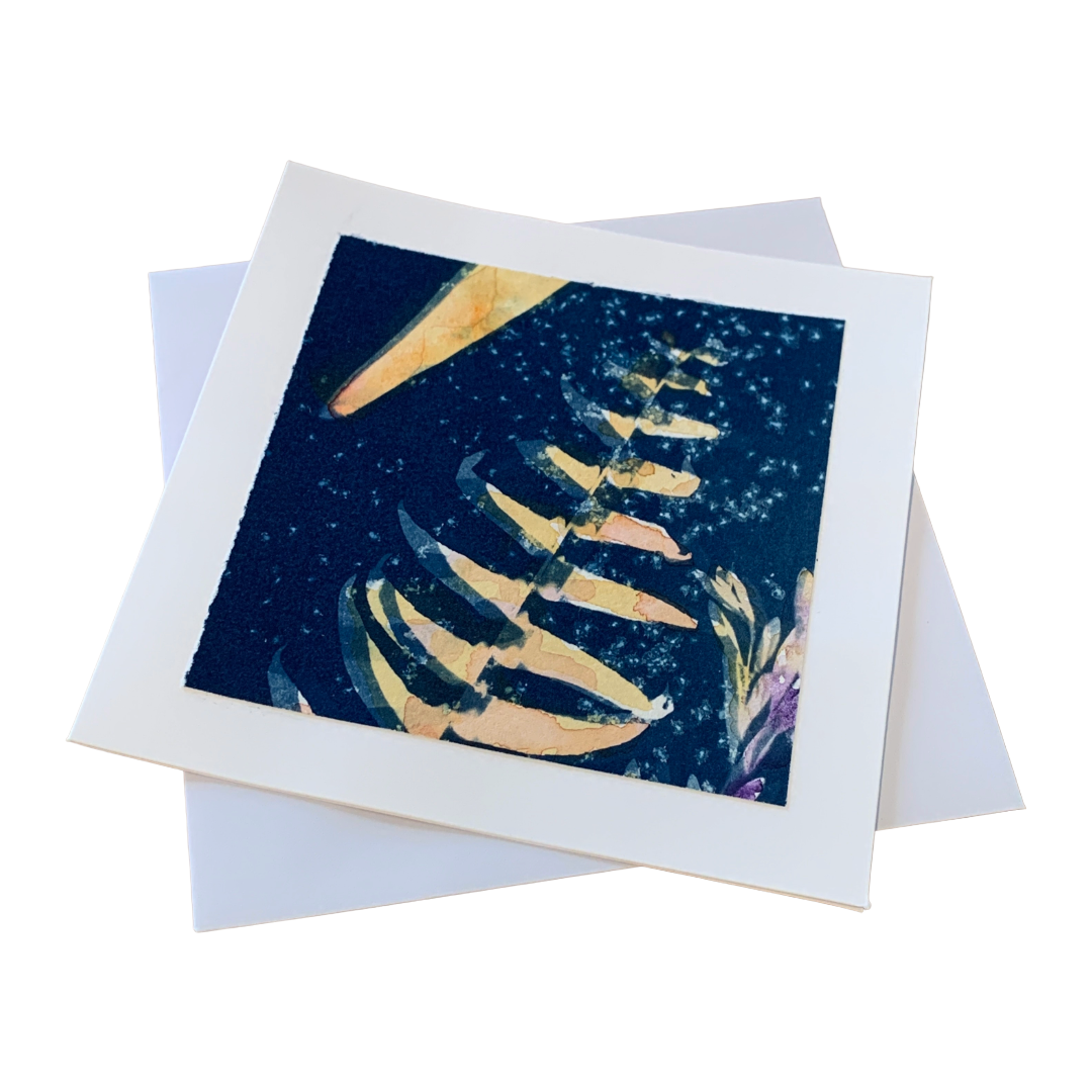 YASUE ASAI | ‘Yellow Fern Gift Card’ | Hand-coloured Cyanotype
