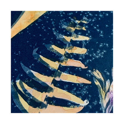 YASUE ASAI | ‘Yellow Fern Gift Card’ | Hand-coloured Cyanotype