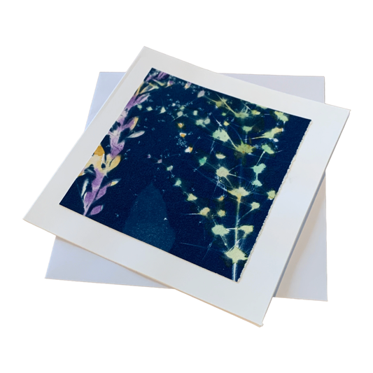 YASUE ASAI | ‘Yellow and Purple Leaf Gift Card’ | Hand-coloured Cyanotype