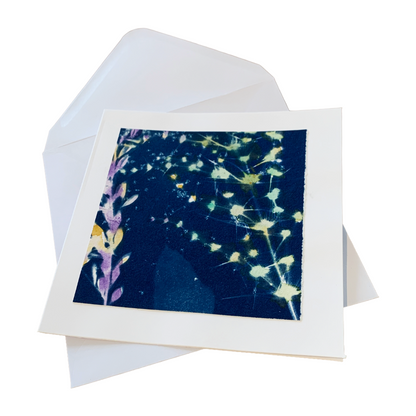 YASUE ASAI | ‘Yellow and Purple Leaf Gift Card’ | Hand-coloured Cyanotype