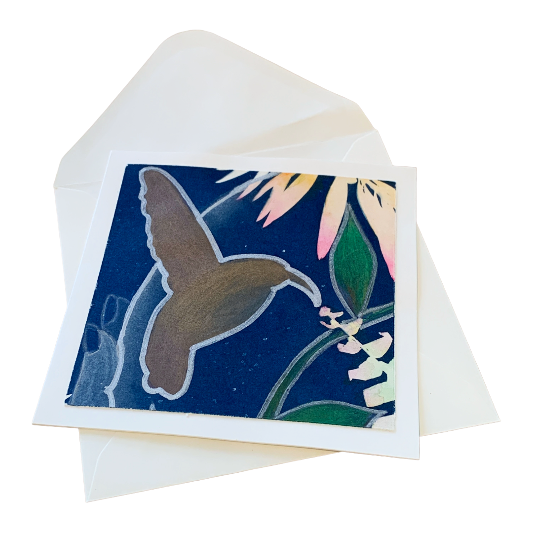 YASUE ASAI | ‘Sunbird Gift Card’ | Hand-coloured Cyanotype