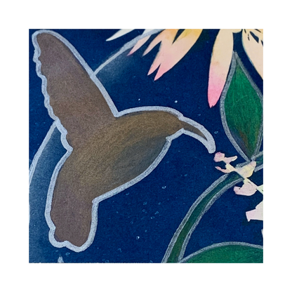 YASUE ASAI | ‘Sunbird Gift Card’ | Hand-coloured Cyanotype