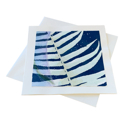 YASUE ASAI | ‘Green Large Fern Gift Card’ | Hand-coloured Cyanotype