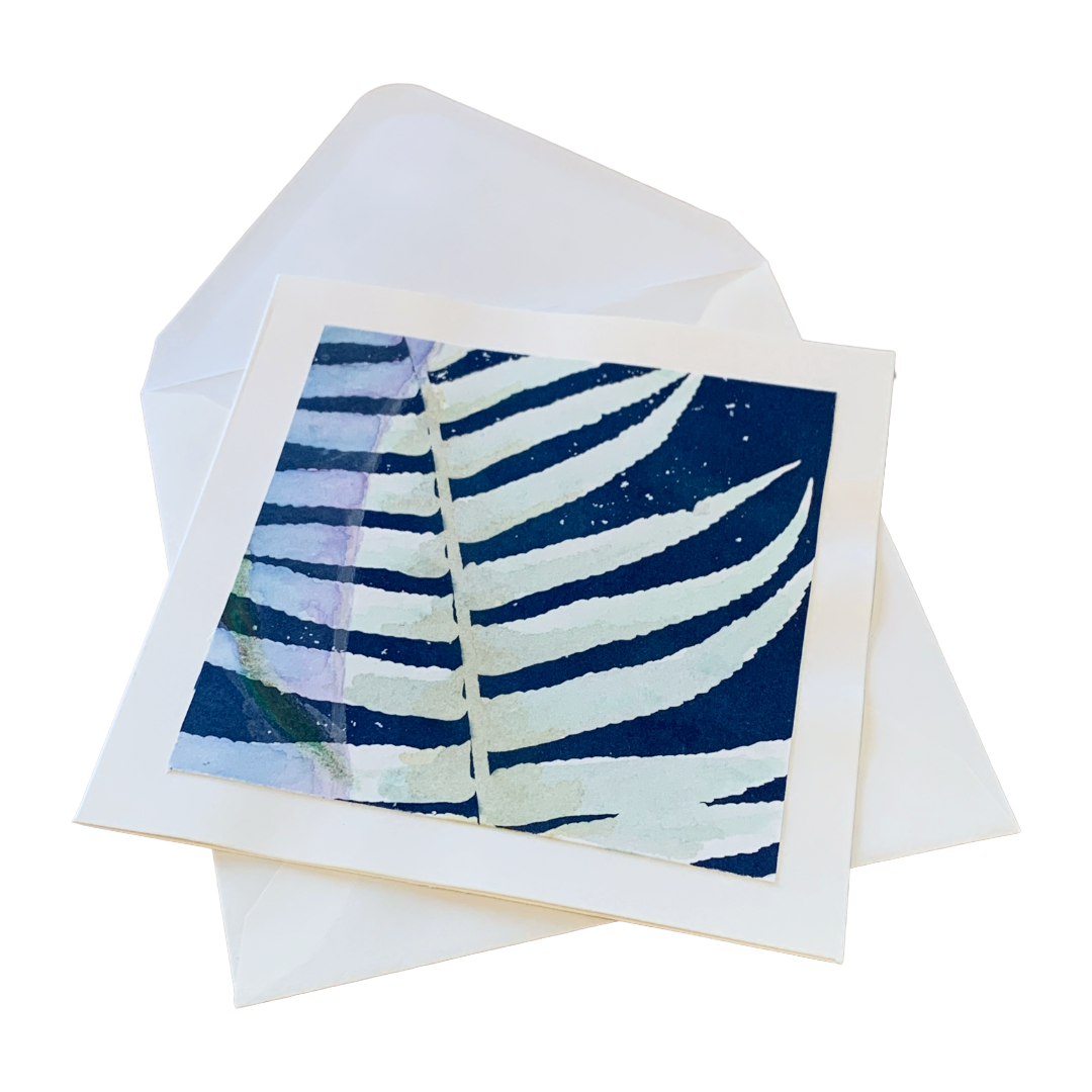 YASUE ASAI | ‘Green Large Fern Gift Card’ | Hand-coloured Cyanotype