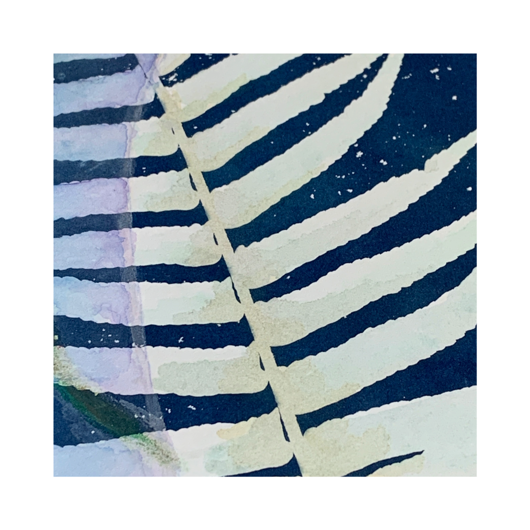 YASUE ASAI | ‘Green Large Fern Gift Card’ | Hand-coloured Cyanotype