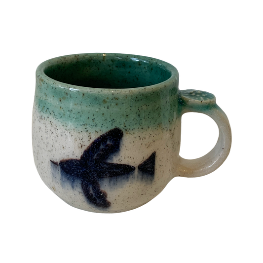 YASUE ASAI | ‘Sgraffito Bird and Flower Green Mug' | Wheel-thrown ceramic