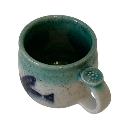 YASUE ASAI | ‘Sgraffito Bird and Flower Green Mug' | Wheel-thrown ceramic