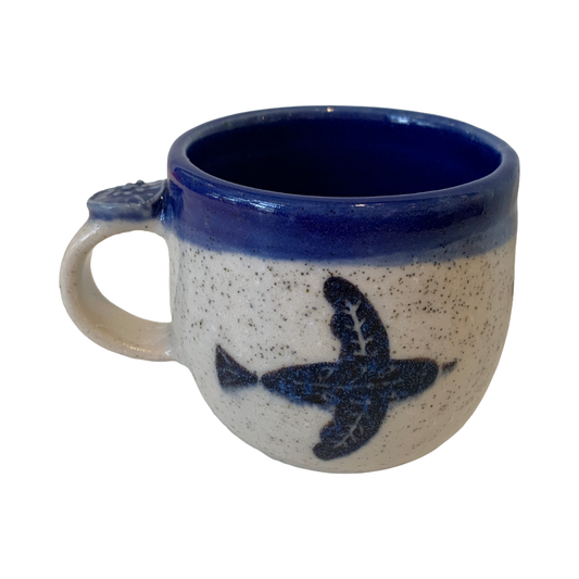 YASUE ASAI | ‘Sgraffito Bird and Flower Blue Mug' | Wheel-thrown ceramic