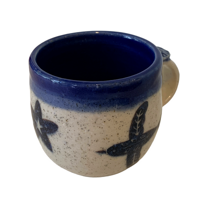 YASUE ASAI | ‘Sgraffito Bird and Flower Blue Mug' | Wheel-thrown ceramic