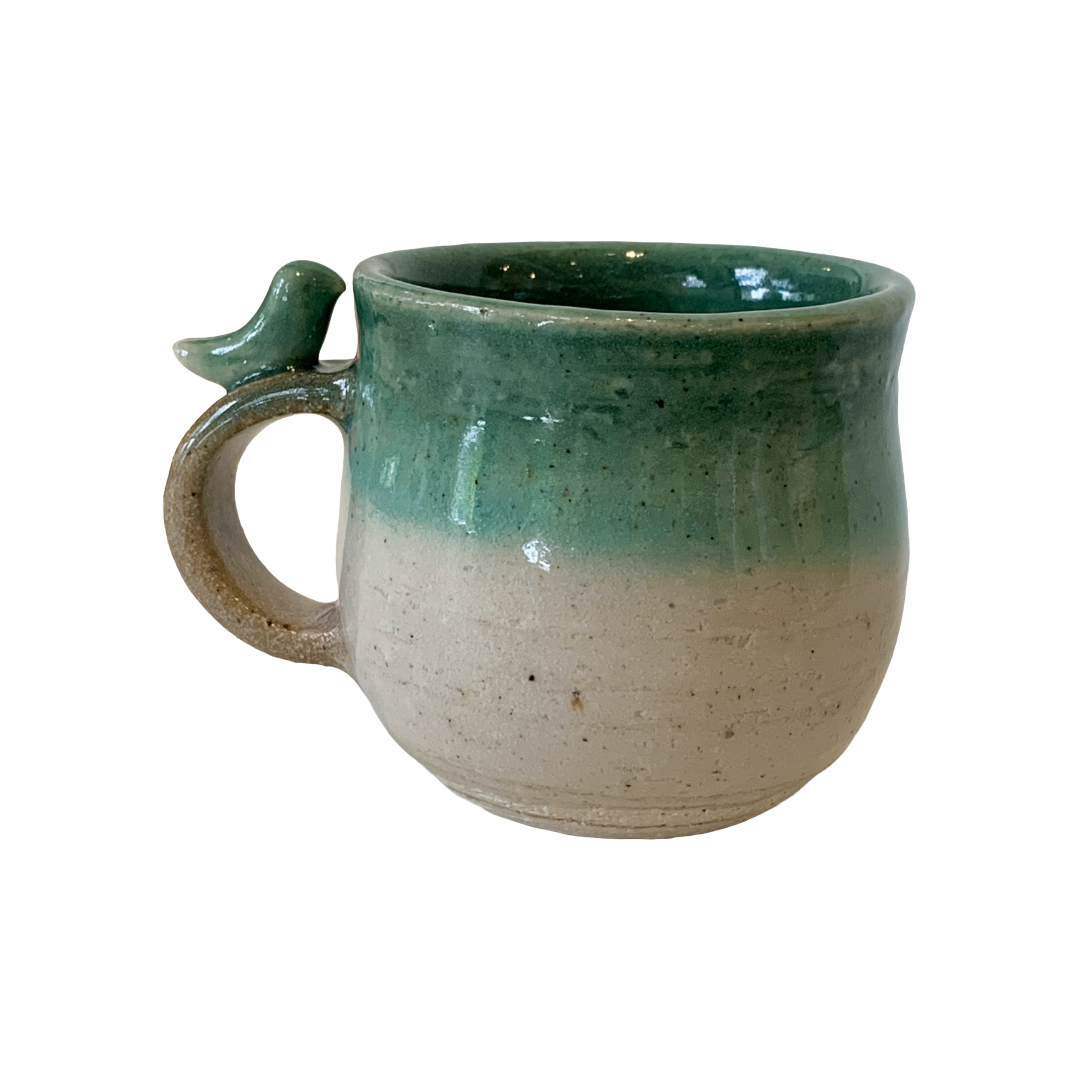 YASUE ASAI | ‘Bird Handle Green Cup' | Wheel-thrown ceramic