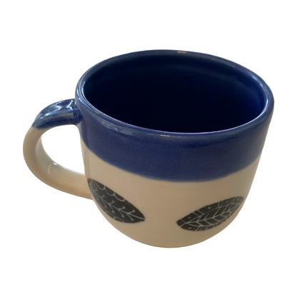 YASUE ASAI | ‘Sgraffito Leaf Blue Mug' | Wheel-thrown ceramic