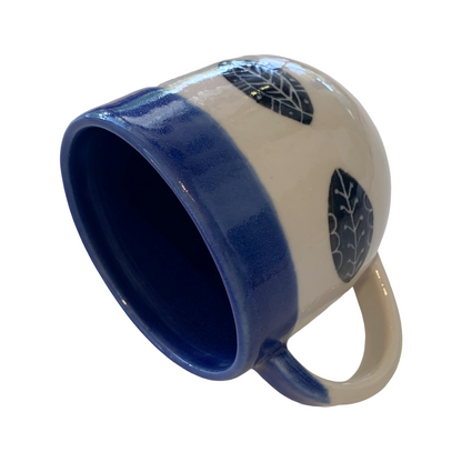 YASUE ASAI | ‘Sgraffito Leaf Blue Mug' | Wheel-thrown ceramic