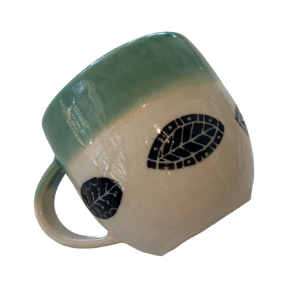 YASUE ASAI | ‘Sgraffito Leaf Green Mug' | Wheel-thrown ceramic